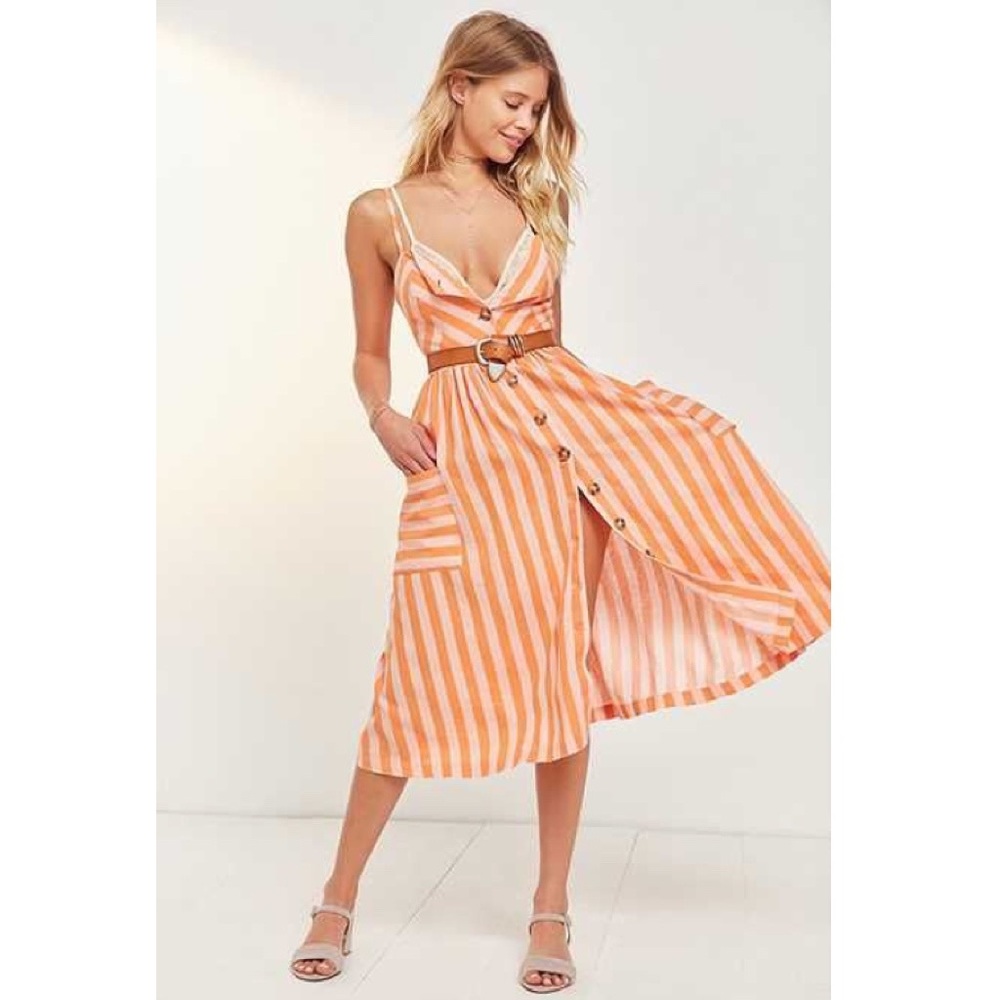 uo cooperative emilia button down midi dress